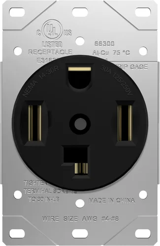 Enerlites - Toma de corriente para secadora de 30 A, NEMA 14-30R | Grado residencial, comercial e industrial, para interiores/exteriores, 3 polos, 4