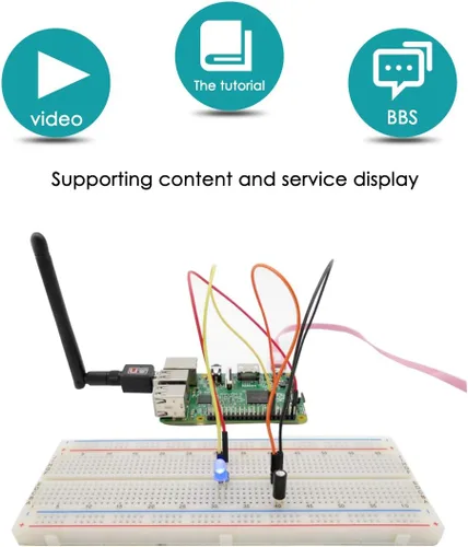 Vista 3 de Adeept Kit de inicio RFID para Raspberry Pi 4 3 Modelo B+ B, motor paso a paso, ADXL345, placa de extensión GPIO de 40 pines, tabla de pan sin
