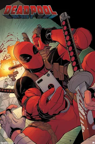 Vista 11 de Trends International Marvel Comics Deadpool - Póster de pared para selfies, 14.725 x 22.375 pulgadas, versión enmarcada de madera de granero