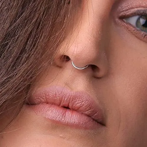 Vista 7 de QWALIT - Arracadas para trago cartílago calibre 16 para piercing en daith hélix tabique con bisagra y cierre de clic de acero inoxidable CBR 063