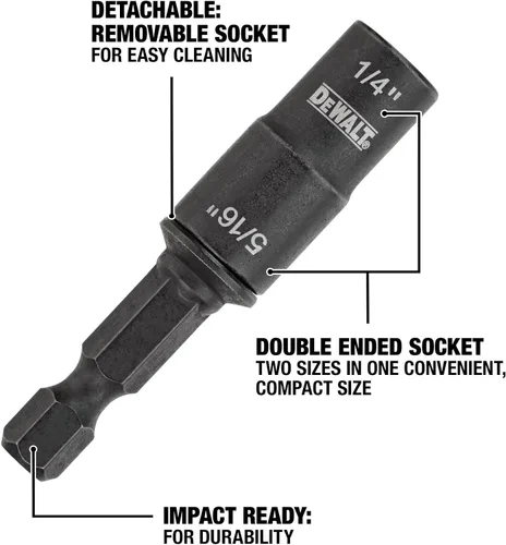 Vista 5 de DEWALT Destornillador de tuerca, doble extremo, 1/4 pulgadas + 5/16 pulgadas (DWADEND14516)