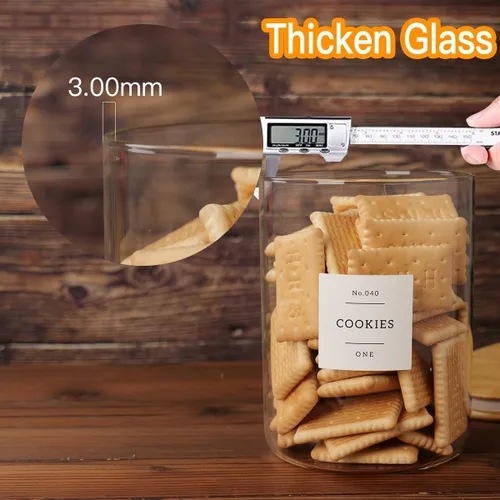 Vista 3 de CZZGSM Juego de 2 recipientes grandes de vidrio para harina y azúcar, tarros de almacenamiento de vidrio grueso de 100 onzas líquidas con tapa