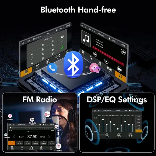 Vista 4 de Estéreo de auto Naifay doble DIN con Apple CarPlay y Android Auto