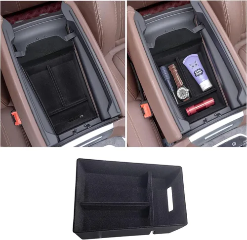 JKCOVER Bandeja organizadora de consola central de material flocado compatible con BMW X5 G05 X7 G07 (2019-2025) y X6 G06 (2020 2021 2022 2023 2024