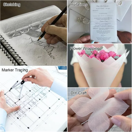Vista 6 de 110 hojas de papel de calco para dibujo, papel de calco de 9"x12", almohadilla de papel de calco de papel vitela translúcido, almohadilla de calco