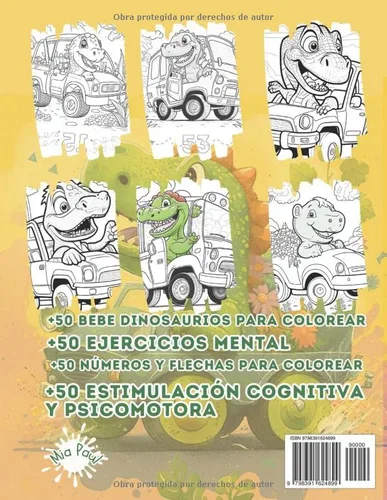 Vista 2 de Libro de Colorear Dinosaurios para niños Ejercicio Mental Aventura, conducir coche, lindos dinosaurios, Números y Sueños (Spanish Edition)