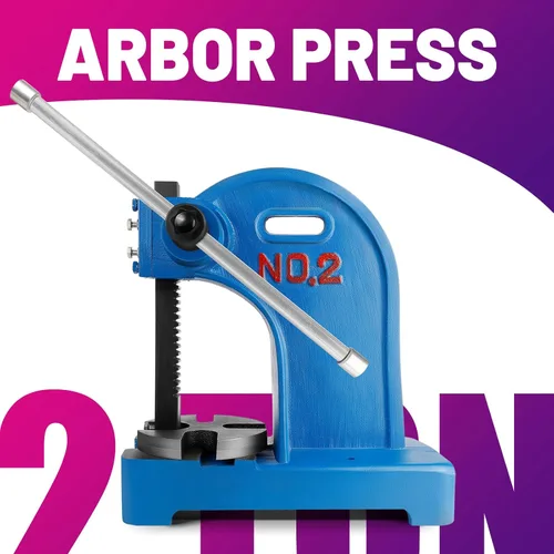 Vista 2 de Prensa manual de escritorio resistente, prensa de eje de rueda de mano de 2 toneladas, altura de trabajo de 8.5 pulgadas, prensa manual de precisión