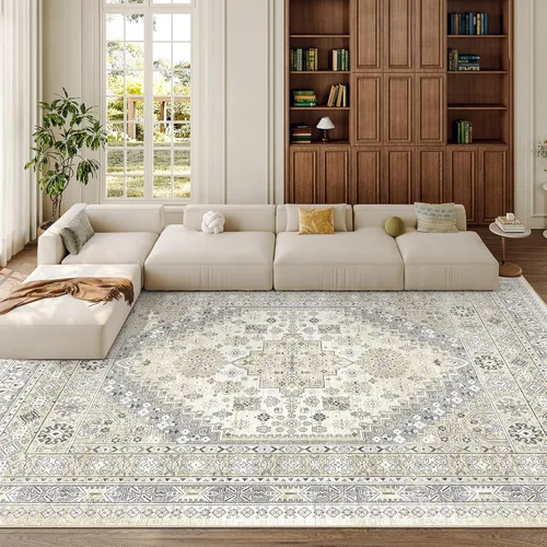 Vista 83 de zesthome Alfombras de área de 5 x 7, lavables a máquina, para sala de estar, dormitorio, resistentes a las manchas, vintage, de gran área, Beige