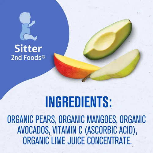 Vista 8 de Gerber Organic Stage 2 - Bolsa de aguacate, mango y pera, 3.5 onzas