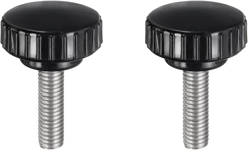 Vista 123 de uxcell 2 perillas de sujeción moleteadas M6 x 0.394 in métricas de acero inoxidable 304 rosca macho tornillo de pulgar en tipo 1.181 in cabeza