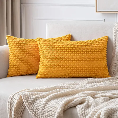 Vista 60 de MIULEE - Juego de 2 fundas decorativas para cojines, de pana suave y con estilo campestre y bohemio a rayas, para decorar hogar, sofá, cama, sala