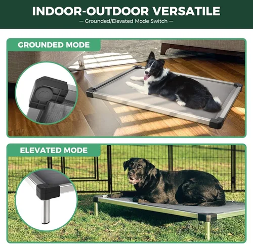Vista 4 de FXW TitanNest - Cama elevada para perros a prueba de masticación, cuna elevada para uso en interiores, exteriores y campamentos, duradera y lavable