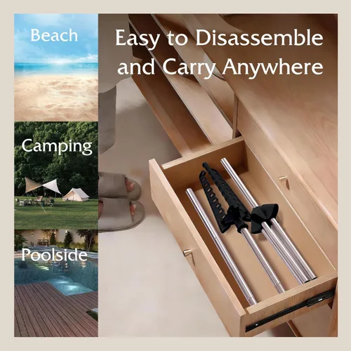 Vista 4 de Beaudaily Tendedero de secado de ropa, plegable, estante de secado de ropa interior de 59 pulgadas con 3 brazos giratorios, acero inoxidable