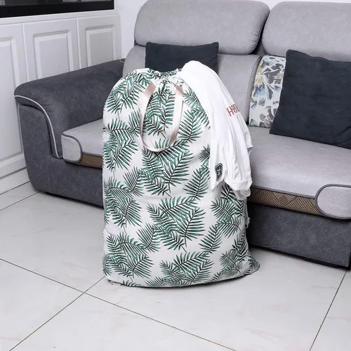 Vista 7 de Bolsa de lavandería extra grande con cordón y asa, bolsa de ropa sucia de viaje resistente para lavandería y hogar, forro duradero para cesta