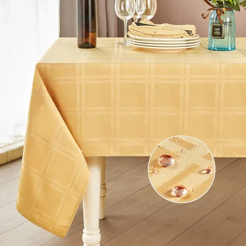 Vista 19 de Mebakuk Mantel rectangular de lino para casa de campo, impermeable, antiencogimiento, suave y resistente a las arrugas, mantel decorativo de tela