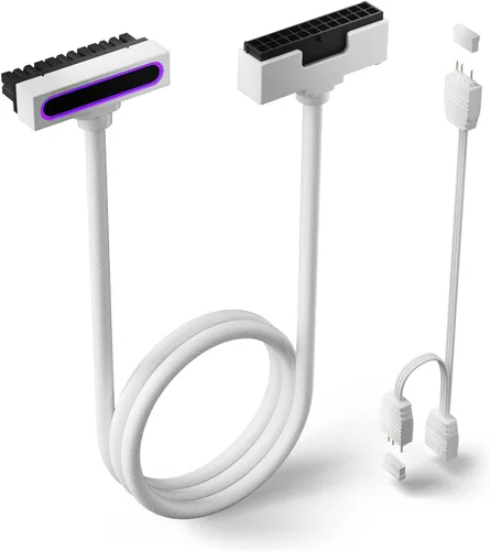 Vista 8 de AsiaHorse Hydrus-24PIN - Extensión de fuente de alimentación de placa base ATX de 24 pines, diseño de ángulo recto de 90°, fuente de alimentación