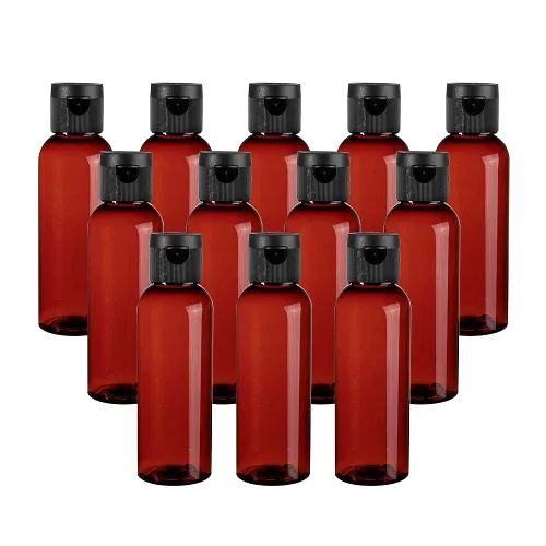 Botellas de viaje de plástico, botella de loción vacía transparente, recipientes pequeños con tapa abatible para champú, acondicionador, artículos