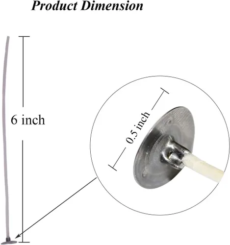 Vista 2 de Mechas para velas, mechas de vela para hacer velas, 6 pulgadas, 100 piezas, mecha de algodón preencerada con pestañas