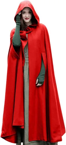TRENDINAO Capa de gabardina con capucha para mujer abrigo largo abierto al frente poncho de murciélago poncho