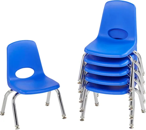Vista 14 de Factory Direct Partners 10356-PU - Silla escolar apilable de 10 pulgadas, asiento apilable para estudiantes con patas de acero cromado y rodamientos