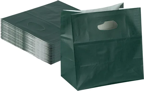 Vista 22 de Bag Tek Rectangle Paper Take Out Bag - with Handles - 11" x 7" x 11" - 100 count box