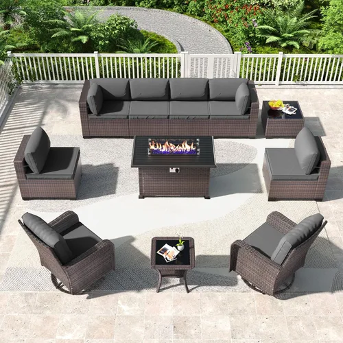 Vista 17 de Kullavik - Juego de muebles para exterior de 6 piezas con sofá modular de ratán de polietileno, color negro
