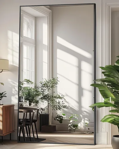 Vista 21 de Antok Espejo de longitud completa, 58 x 20 pulgadas, espejo de pie independiente de cuerpo completo con soporte para dormitorio, montado para colgar