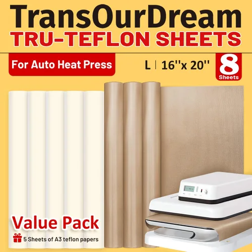 Vista 12 de TransOurDream Paquete de 3 hojas de teflón de PTFE tamaño S de 8.5 x 11 pulgadas para mini prensa de calor, resistente al calor, papel