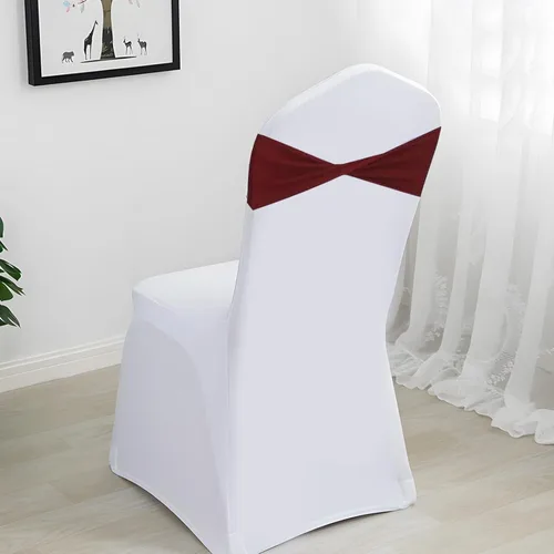 Vista 7 de 50 bandas elásticas de elastano para silla, con lazo liso, bandas elásticas para sillas sin hebilla, decoraciones para bodas, fiestas, banquetes