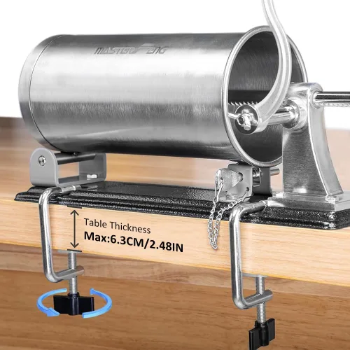 Vista 11 de 2.5 LBS Sausage Stuffer Horizontal Stainless Steel Stuffing Maker Machine Packed with 4 Stuffing Funnels