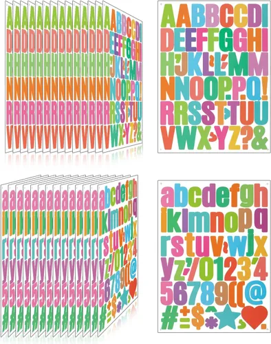 Vista 41 de Calcomanías de Letras para Tablón de Anuncios, 288 Piezas 18 Hojas 3 Pulgadas, Vinilo Impermeable, Colorido para Buzón, Ventana, Puerta, Letrero