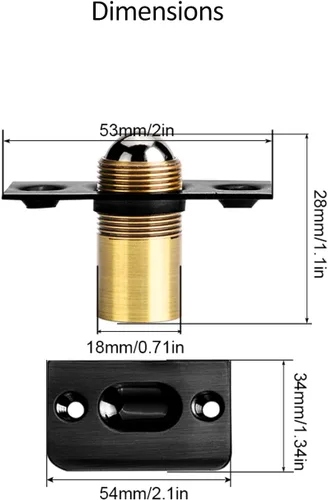 Vista 8 de Jiayi - Juego de 2 accesorios para puerta de armario, cierre de bola para puerta francesa, cierre de bola para la parte superior de la puerta