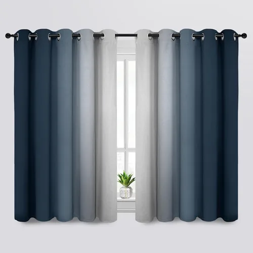 Vista 200 de SimpleHome Cortinas degradadas degradadas para oscurecer la habitación de 36 pulgadas de largo para dormitorio, con ojales y bloqueo de luz Negro