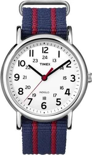 Vista 14 de Timex Weekender 38mm Unisex Analog Watch INDIGLO Backlight Adjustable Durable Nylon Fabric Slip Through Strap 24 Hour Time