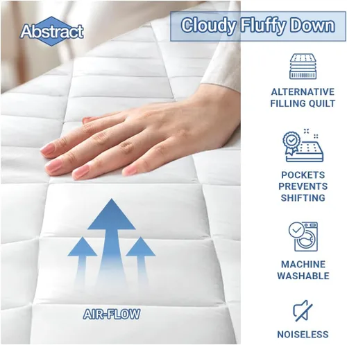 Vista 4 de Almohadilla para colchón Abstract, protector de algodón impermeable, color blanco