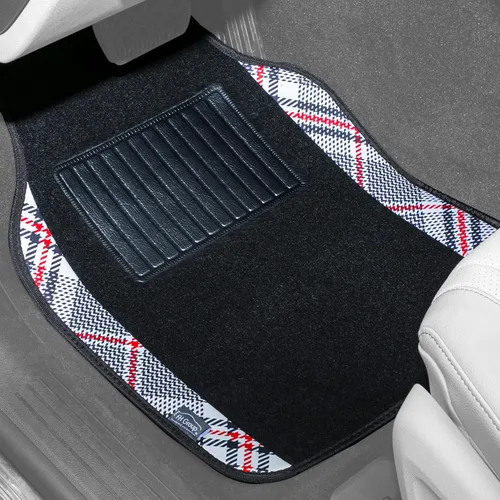 Vista 2 de FH Group Alfombrillas de coche – Alfombras a cuadros para automóvil, ajuste universal, alfombrillas de piso de automóvil, alfombrillas multiusos