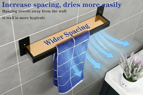 Vista 5 de Barra de Toalla de Baño Autoadhesiva, Toallero sin Perforación Fácil de Instalar, Soporte de Toalla de Mano Hecho de Acero Inoxidable Premium