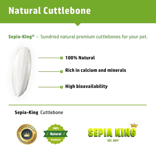 Vista 4 de Sepia King - Extra grande - Suplemento de calcio 100% natural - Cuttlebone Premium Perfecto para pájaros, tortugas, caracoles, reptiles - Paquete