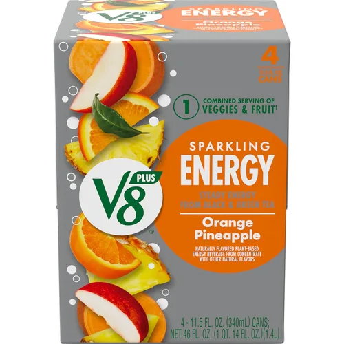 Vista 10 de V8 +ENERGY Bebida Energética de Cereza Negra, lata de 11.5 fl oz (paquete de 4)