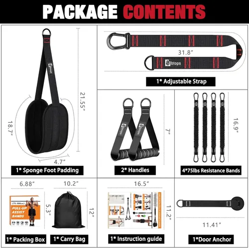 Vista 6 de Pull Up Assistance Bands,Up to 300 lbs Assistance,Adjustable Heavy Duty 4 Pull Up Bands with Handle and Door Anchor for Home Gym Fitness Exercise