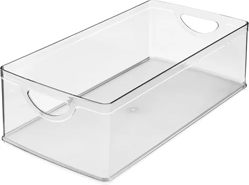 Vista 9 de iDesign Contenedor de Almacenamiento Apilable de Plástico Transparente Extra Largo, Organizador para Armario de Cocina o Despensa