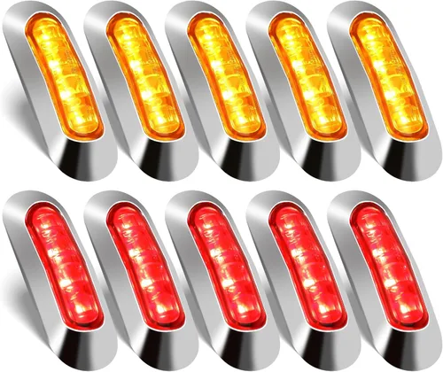 ALFU 12V-24V 4 luces indicadoras laterales LED con bisel cromado, lámpara indicadora de despeje delantera trasera, luz interior de cortesía para