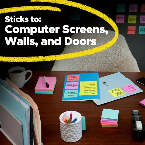 Vista 8 de Post-it Super Sticky Notes, 8 Sticky Note Pads, 1.875 x 1.875 in., Ideal for Organization in Your Dorm, Home or Office, 2X The Sticking Power