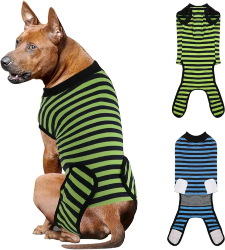 Vista 11 de Paquete de 2 Trajes de Recuperación para Perros de Algodón Transpirable para Después de Castración/Esterilización Protector de Heridas Abdominales