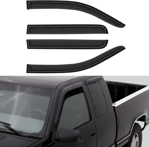 Deflector de ventana lateral, viseras de humo oscuro, protectores de lluvia, juego de 4 piezas para Nissan 2005-2018 para Frontier