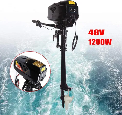 Vista 8 de Motor fuera de borda eléctrico de 48 V 1200 W, motor de 5 hélice de pesca para barco de arrastre para barcos inflables, canoas y barcos de pesca