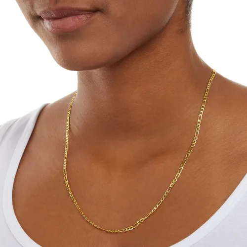 Vista 2 de Tienda Essentials Cadena Figaro chapada en oro de 14 quilates o plata de ley de 16 pulgadas, 18 pulgadas, 20 pulgadas o 24 pulgadas