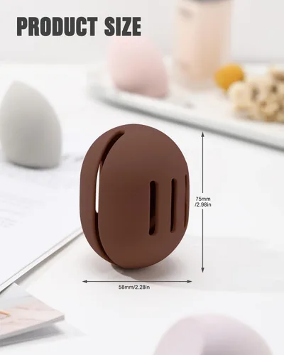 Vista 8 de FERYES Soporte para esponja de maquillaje con esponja de maquillaje, estuche de silicona ecológica para licuadora de maquillaje y esponja de base