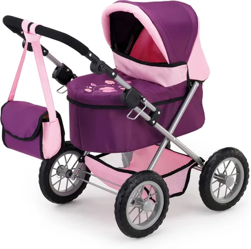 Bayer: Cochecito de moda - morado y rosa - Incluye bolsa de hombro, se adapta a muñecas de hasta 18 pulgadas, mango ajustable, juego de simulación
