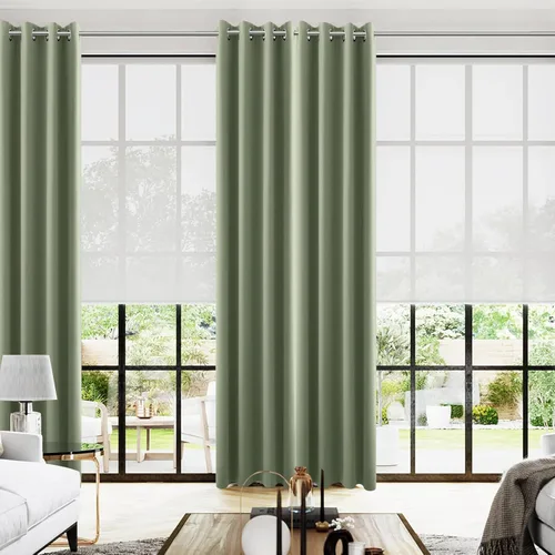 Vista 101 de KOUFALL Cortinas de Baño Aqua para Ventana, Juego de 2 Paneles Decoración Costera Cortinas Cortas Opacas para Ventana Pequeña de Cocina Puerta